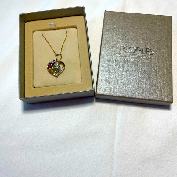 Heart Necklace with Amethyst, Peridot & Blue Topaz - Picture 6 of 10